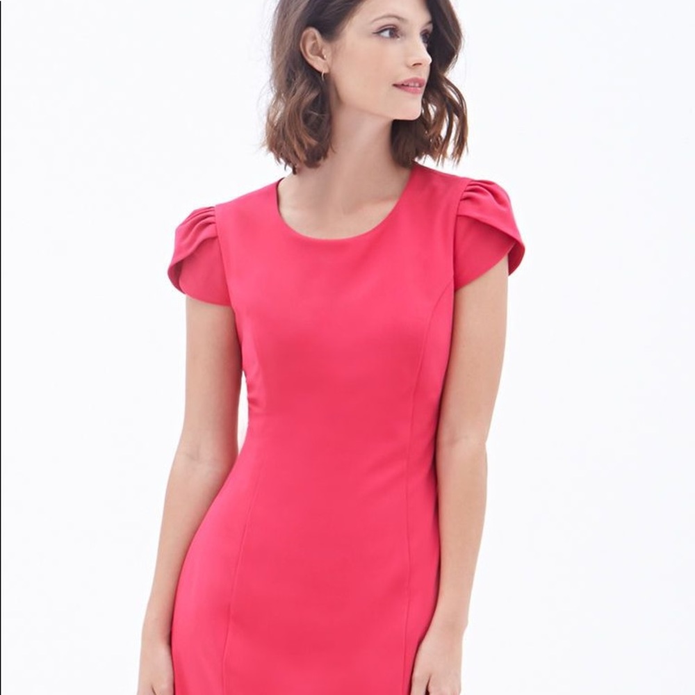 Forever 21 Pink Sheath Dress with Tulip Sleeves